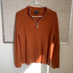 Vintage ribbed orange Woolrich quarter zip sweater XL